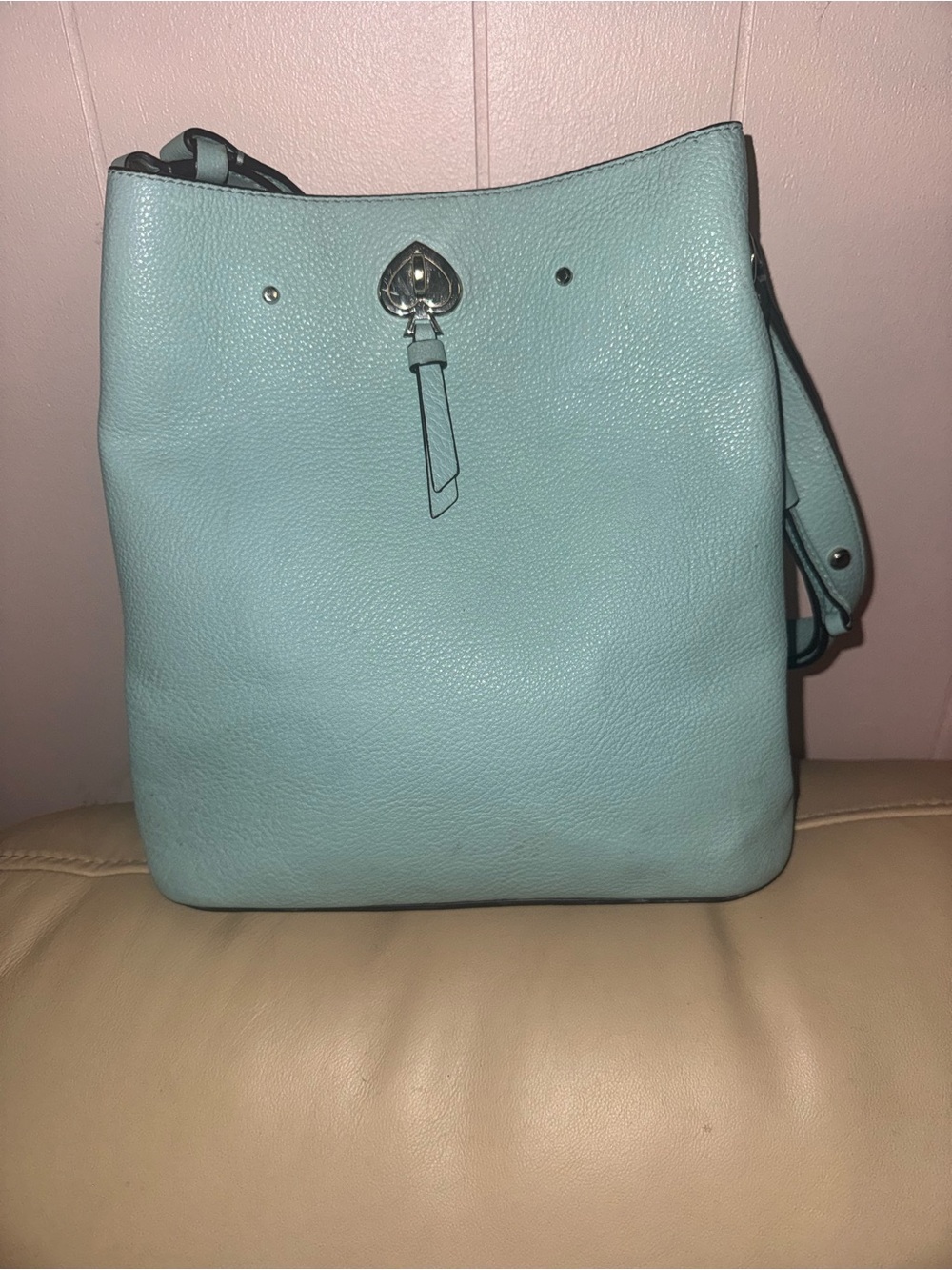 kate spade light aqua leather bucket shoulder bag - Picture 6 of 15